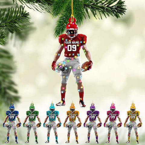 Artparel Personalized Football Ornament Customized Football Christmas Ornaments Football Ornament Christmas Hanging D��cor Gift for Football Fans Football Gifts Gift for Football Player (FB 6)