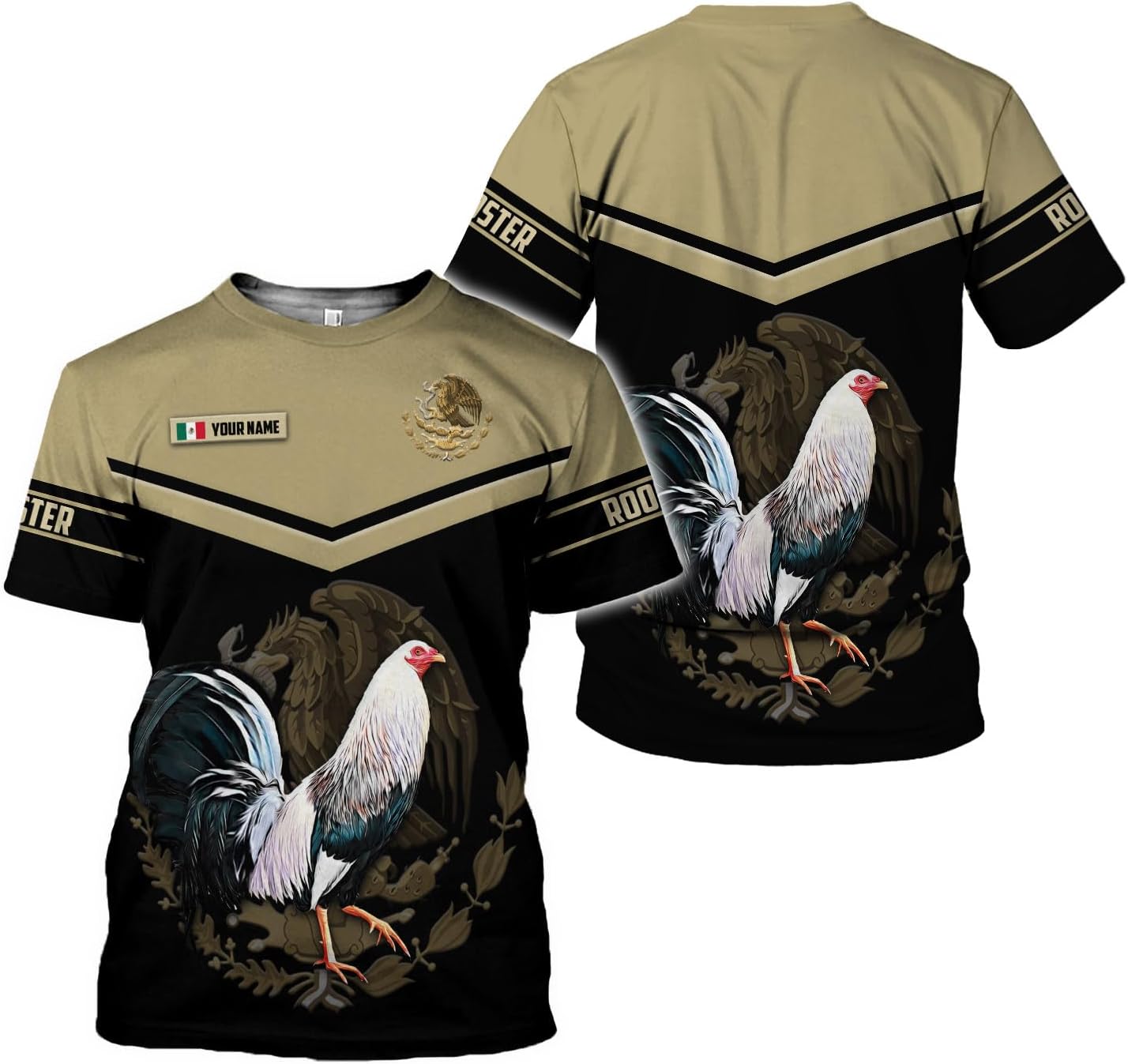 AOVL Personalized Rooster shirts 3D Rooster Mexican Shirts for Men Rooster Mexico Shirt Rooster Shirt for Men Women S-5XL