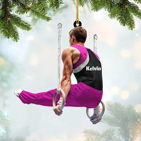 Personalized Gymnastics Christmas Ornament, Gymnast Gymnastics Ornament with Name, Gymnastics Sports Ornament Gift for Xmas Gymnastics Fans Coach Men Women, Gymnast Christmas Ornament (GNT9.3)