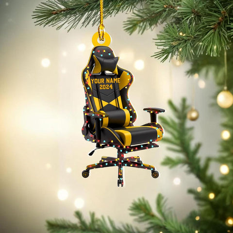 Ligthuy Personalized Gaming Ornaments for Christmas Tree, Computer Gaming Christmas Ornaments, Chair Gaming Chrismas Ornament for Gamer, Game Lover, Chair Gaming Xmas Decor (GM10)