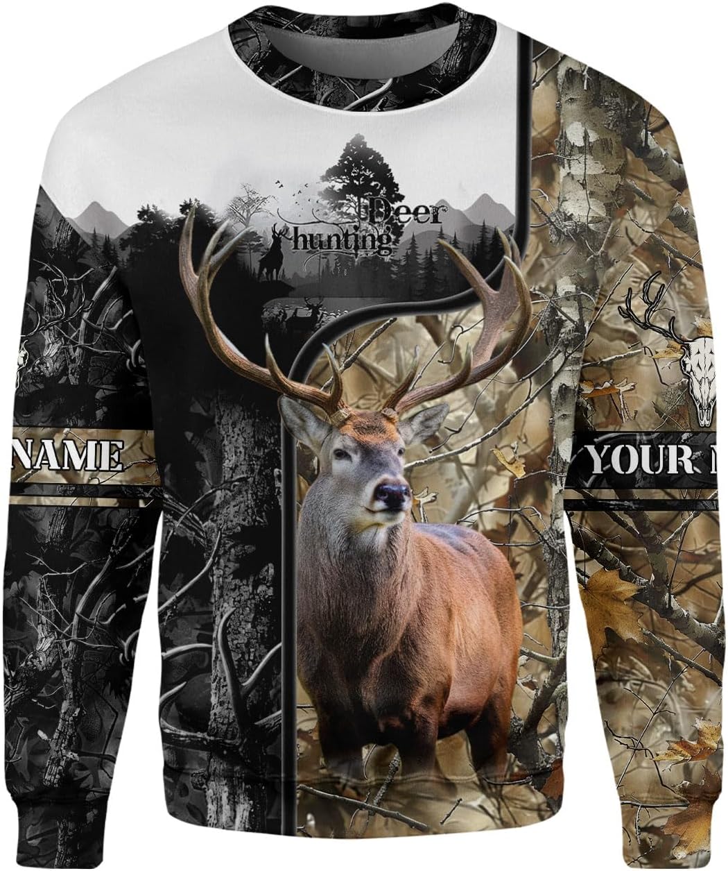 Custom Camo US Flag Deer Elk Buck Camouflage Hunting Hunter Antlers Shirt, Dad Gift Fathers Day