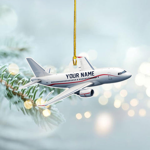 Customized Airplane Ornament, Personalized Name & Text Pilot Ornament Christmas 2024, Airplane Pilot Ornament, Airplane Ornament Hanging Christmas Tree, Pilot Captain Ornament (Acrylic, Style 10)