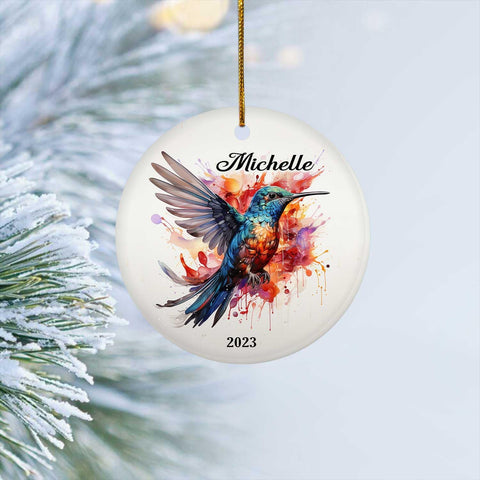 MAPrints Personalized Hummingbird Ornaments for Christmas Tree 2024, Hummingbird Christmas 2024 Ornament, Bird Ceramic Ornament, Gifts for Bird Lovers (Bird 3)