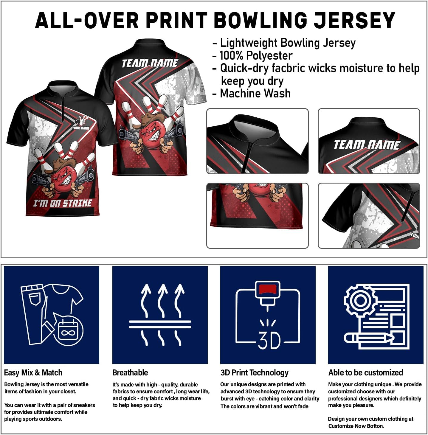 Custom Bowling Jersey for Men & Women - Style Shirts for Team