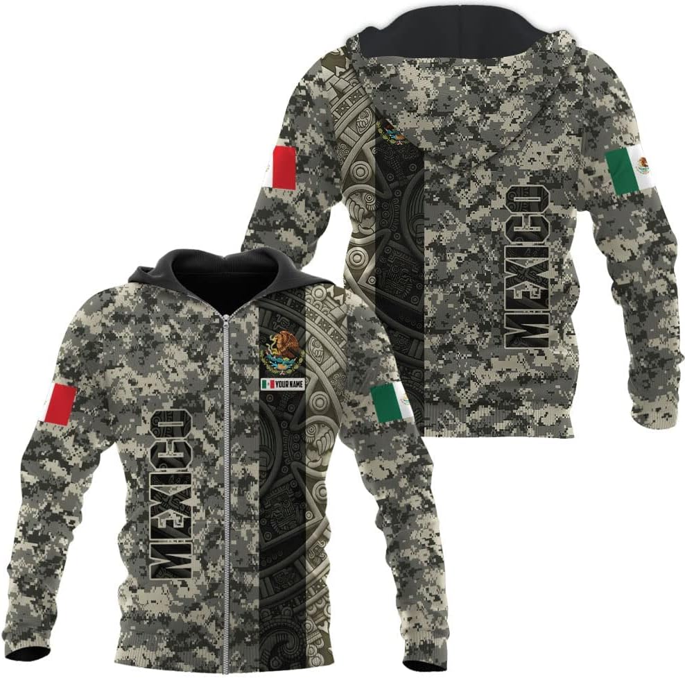 Mostefy Personalized Name Mexican Hoodie 3D, Customized Mexico Hoodies for Men and Women