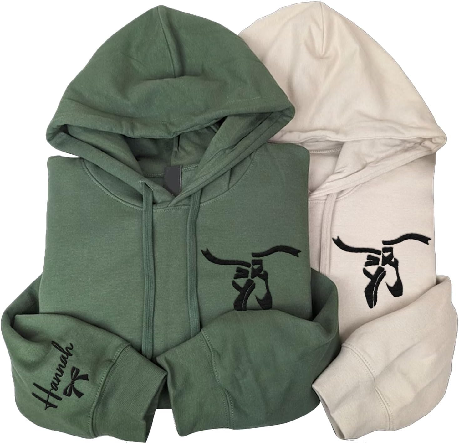 Suseaz Personalized Embroidered Ballet Dancing Sweatshirt Ballerina Dancer Pullover Hoodie Dance Girl Heart Beat Hoodie