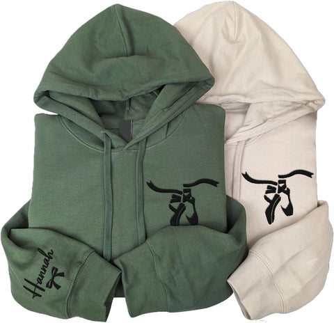 Suseaz Personalized Embroidered Ballet Dancing Sweatshirt Ballerina Dancer Pullover Hoodie Dance Girl Heart Beat Hoodie