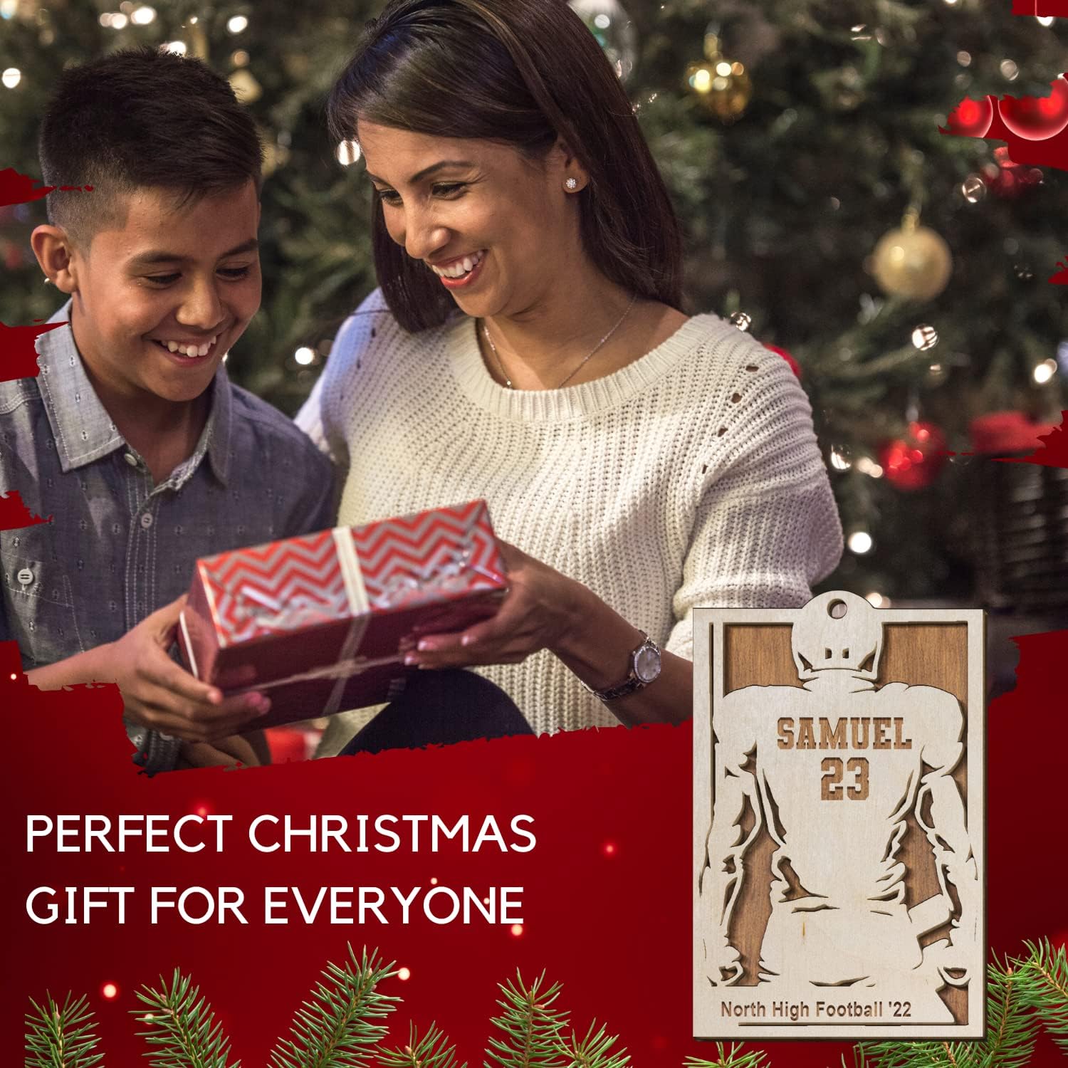 Artparel Personalized Football Ornament Customized Football Christmas Ornaments Football Ornament Christmas Hanging Décor Gift for Football Fans Football Gifts Gift for Football Player (FB)