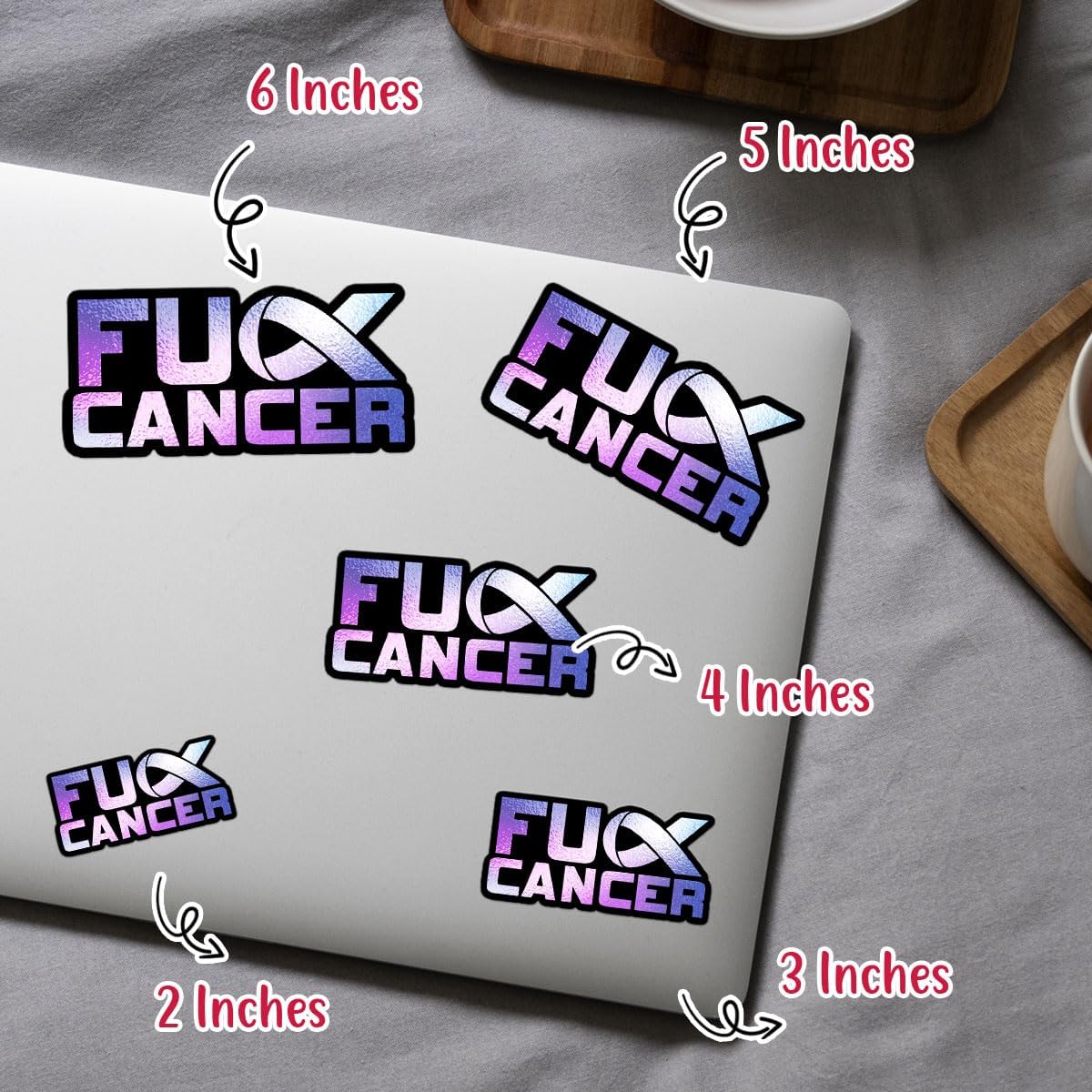 (3PCs) Fuck Cancer Bumper Vinyl Sticker, Cancer Awareness Purple Glitter Ribbon Sticker, Inspirational Cancer Quote Stickers, Fuck Cancer Gifts - Stickers for Laptop Water Bottle Phone Car Helmet 3"