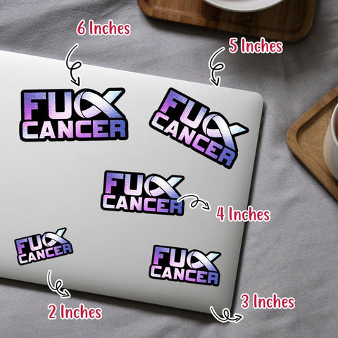 (3PCs) Fuck Cancer Bumper Vinyl Sticker, Cancer Awareness Purple Glitter Ribbon Sticker, Inspirational Cancer Quote Stickers, Fuck Cancer Gifts - Stickers for Laptop Water Bottle Phone Car Helmet 3"