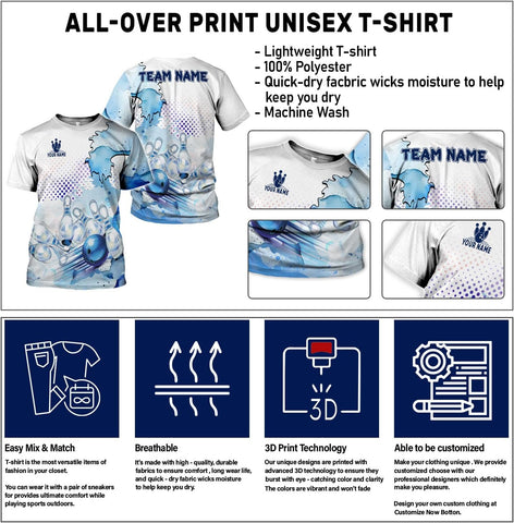 Rivelus Personalized Name Bowling Shirts for Men and Women 3D, Bowling Shirts for Team Bowling, Bowling Shirts Gift