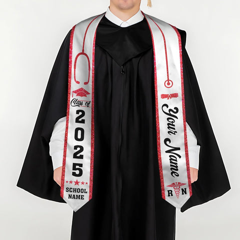 Pretyprints Custom Nurse Sash Graduation, RN Graduation Stole Gifts for Friends Nursing Student Senior Class Of 2025