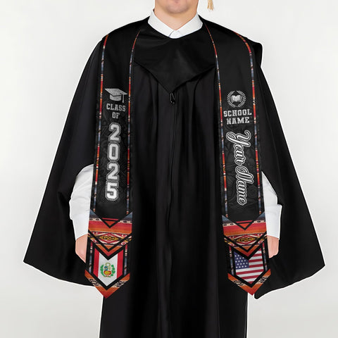 Pretyprints Peruvians Graduation Sash, Peru Graduation Stole Custom Personalized Peruvians American Flag Graduation Sash 2025