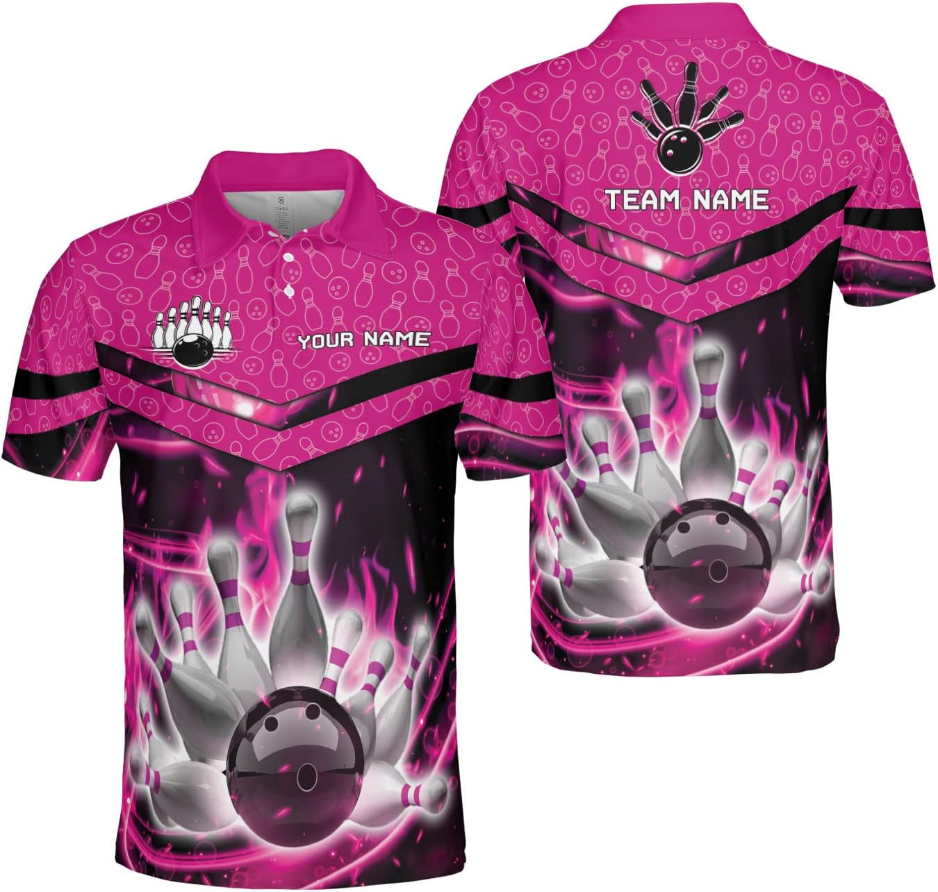 Mostprints Personalized Name Bowling Polo Shirts 3D for Men and Women, Bowling shirt, Bowling Shirts for Men Team Bowling Shirt