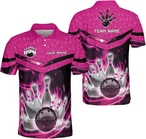 Mostprints Personalized Name Bowling Polo Shirts 3D for Men and Women, Bowling shirt, Bowling Shirts for Men Team Bowling Shirt