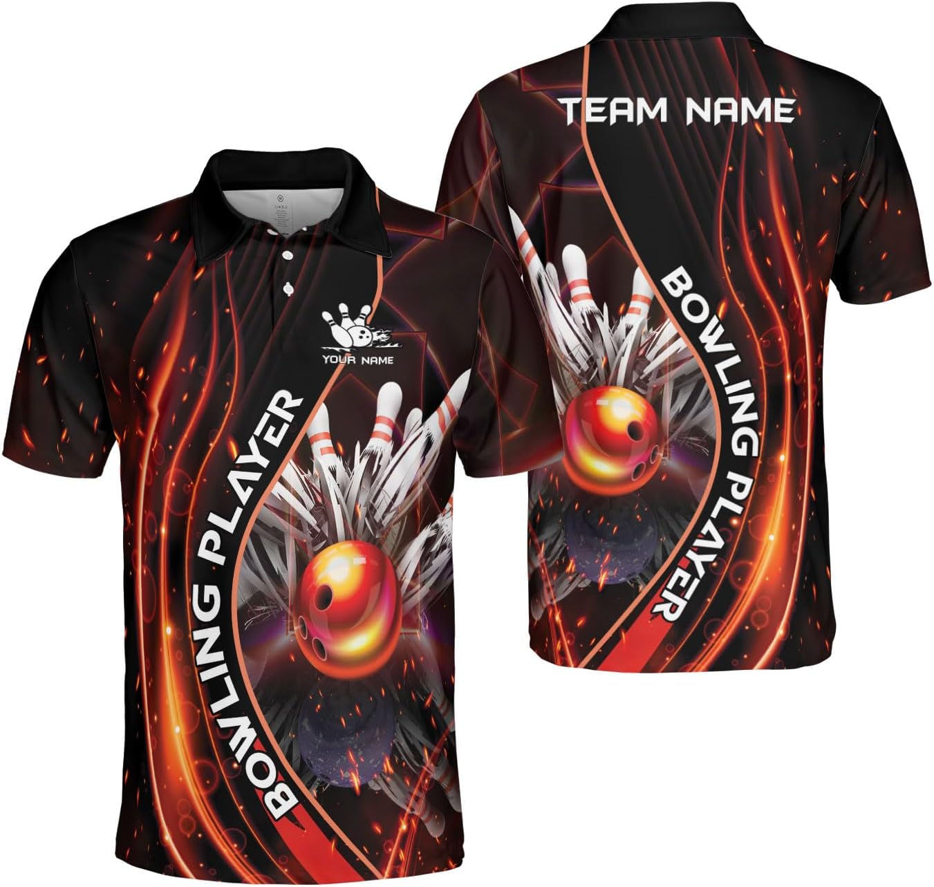 Ligthuy Personalized Name Bowling Polo Shirts 3D for Men and Women, Bowling Shirt, Bowling Shirts for Men Team Bowling Shirt