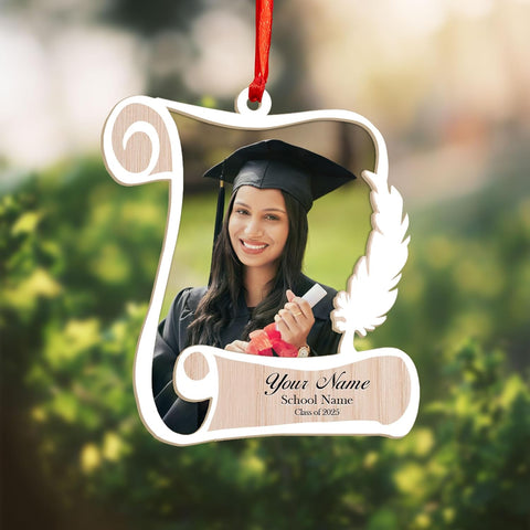 Ligthuy Personalized Graduation Ornament, Graduation Ornaments Class of 2024 2025, College Master Senior Year Christmas Ornament 2024 2025, Pine Hanging Decoration for Xmas (Graduation 3)