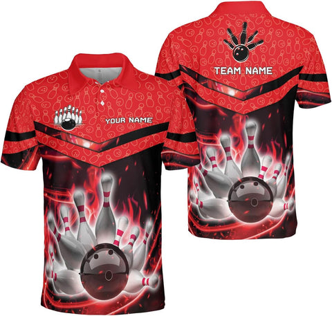 Mostprints Personalized Name Bowling Polo Shirts 3D for Men and Women, Bowling shirt, Bowling Shirts for Men Team Bowling Shirt