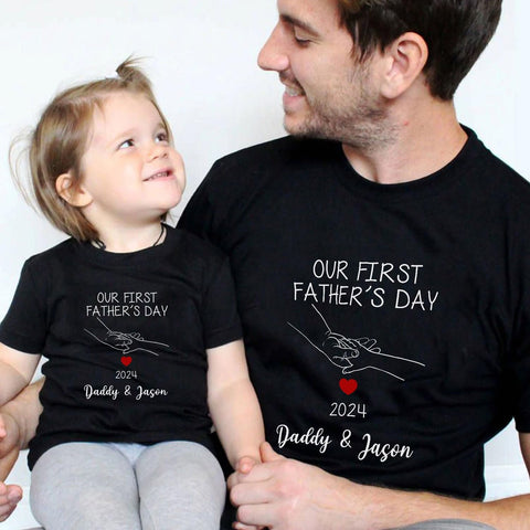 Mostprints Personalized Our First Father's Day Matching Shirts Dad and Son Matching Outfits Father and Daughter Matching Shirt3