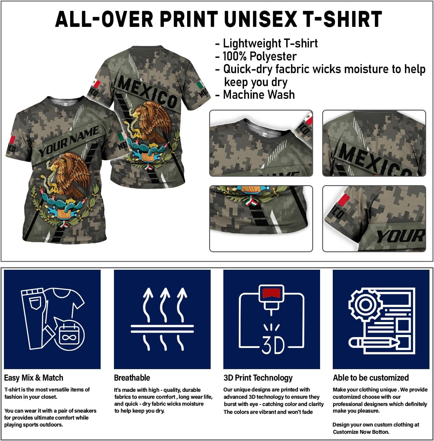 Mostefy Personalized Name Mexican Shirts for Men 3D, Customized Mexico Shirts for Men, Mexico Shirts for Women Mexico Shirt