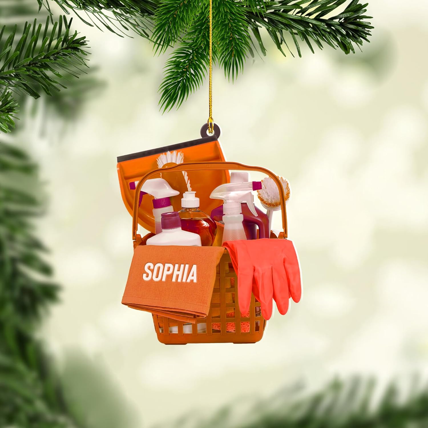 Personalized Housekeeping Ornament, Cleaning Tools Ornaments, Washing Cleaner Ornament Cleaning Lady Christmas Ornament Gifts for Cleaning Service Housekeeping Uniform Gift for Housekeeper (Hk23)