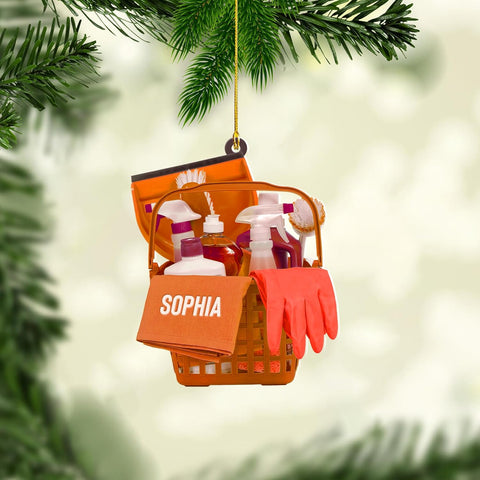 Personalized Housekeeping Ornament, Cleaning Tools Ornaments, Washing Cleaner Ornament Cleaning Lady Christmas Ornament Gifts for Cleaning Service Housekeeping Uniform Gift for Housekeeper (Hk23)