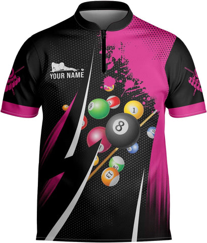 Personalized Billiard Bowling Jersey 3D Billiard Shirt Custom Billiard Flag Shirt Men's Pool Billiards Shirt 8 Ball Men Women