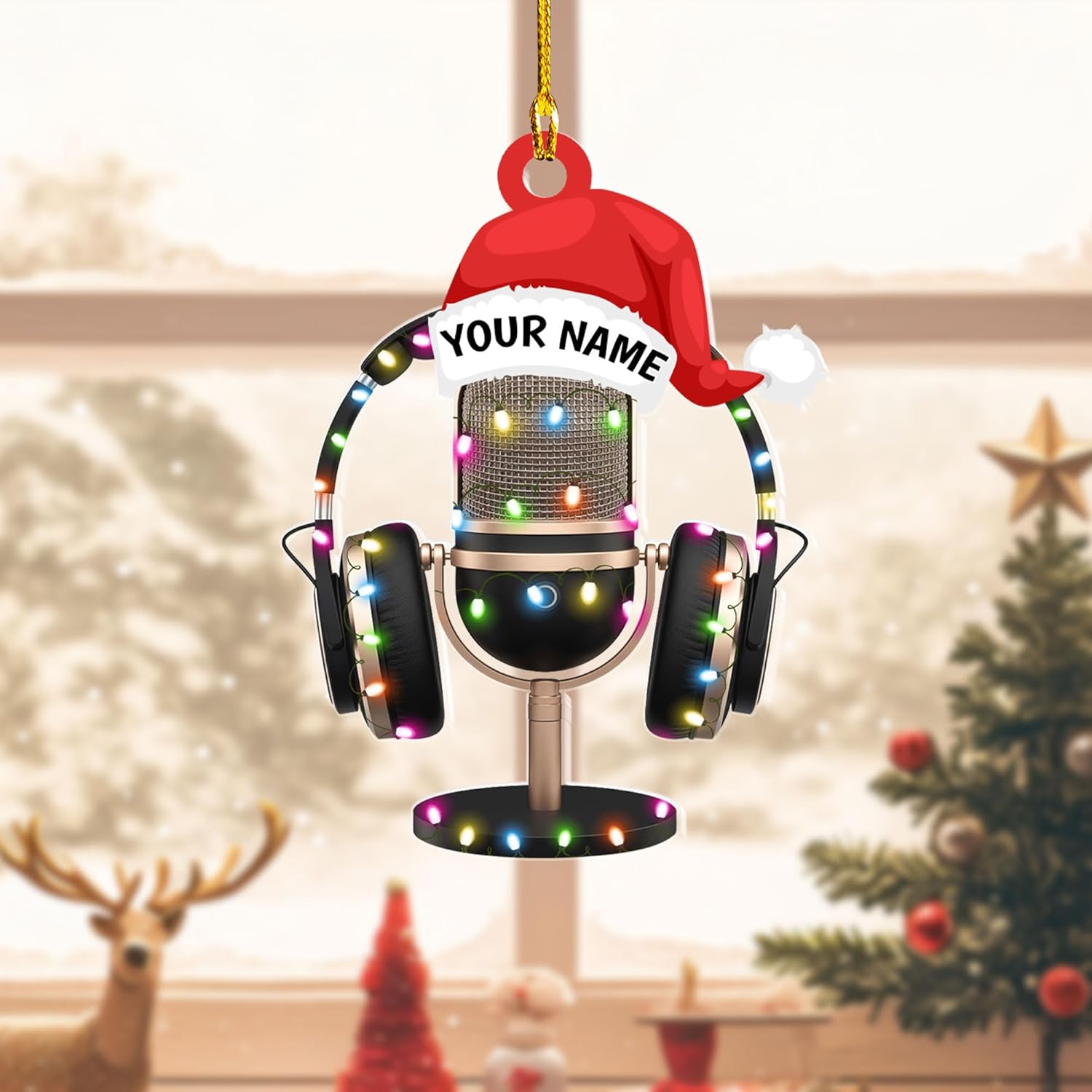 Personalized Microphone Ornament 2024 Singing Christmas Ornament Microphone Christmas Ornament Singing Ornament Concert Christmas Ornament Music Symbol Ornament (Acrylic, Style 2)
