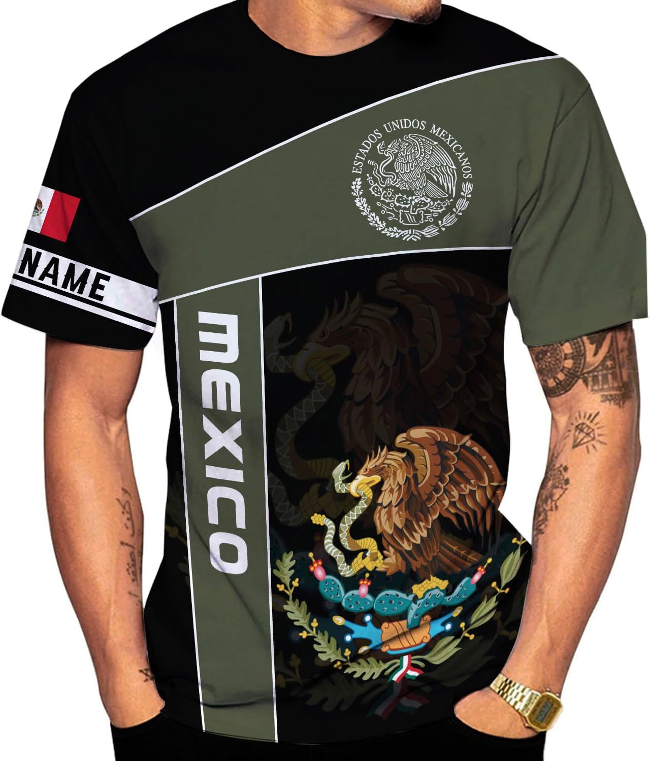 Mostprints Personalized Name Mexican Hoodie 3D, Customized Mexican Hoodies for Men, Unisex Mexico Hoodie,Mexico Hoodies for Men