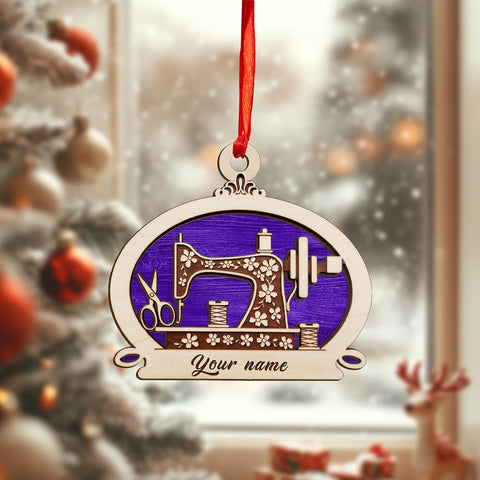 Personalized Sewing Machine Christmas Ornament 2024, Sewing Acrylic 2D Ornament, Sewing Flower Machine Shaped Ornament, Sew & Stitch Sewing Machine Christmas Ornament (NSew 3)