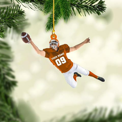 Artparel Personalized Football Ornament Customized Football Christmas Ornaments Football Ornament Christmas Hanging Décor Gift for Football Fans Football Gifts Gift for Football Player (FB 15)
