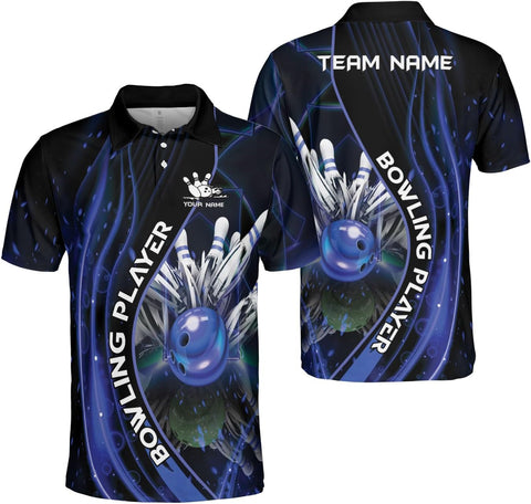 Ligthuy Personalized Name Bowling Polo Shirts 3D for Men and Women, Bowling Shirt, Bowling Shirts for Men Team Bowling Shirt