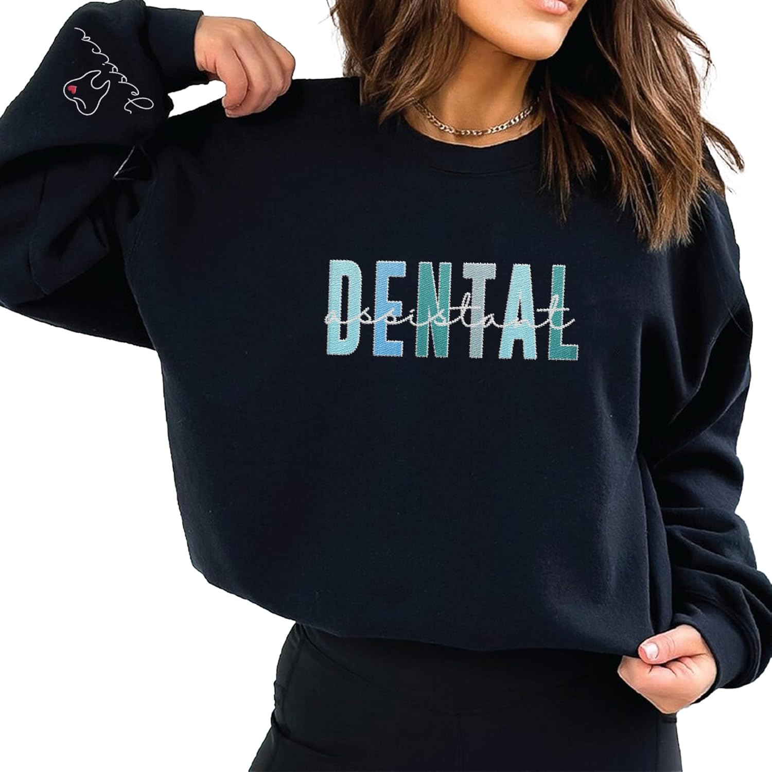 Leeprints Personalized Embroidered Sweater, Dental Assistant & Hygienist Gift, Nurse Hoodie