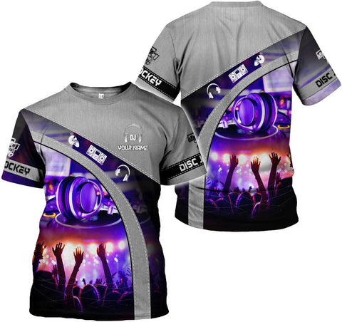 MAPrints Personalized DJ 3D T-Shirts, Custom Name DJ 3D Tee, EDM Music Festival Clothing, DJ Gift Birthday, DJ Gifts for Men