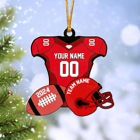 AOVL Personalized Football Ornament Customized Football Christmas Ornaments Football Ornament Christmas Hanging Décor Gift for Football Fans Football Gifts for Football (HFB1)