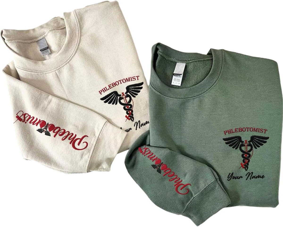 Custom Phlebotomist Sweatshirt Medical Sweater Phlebotomy Tech Shirt Syringe Needle Blood Gift New Technician Veins