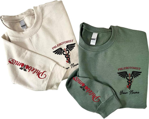 Custom Phlebotomist Sweatshirt Medical Sweater Phlebotomy Tech Shirt Syringe Needle Blood Gift New Technician Veins
