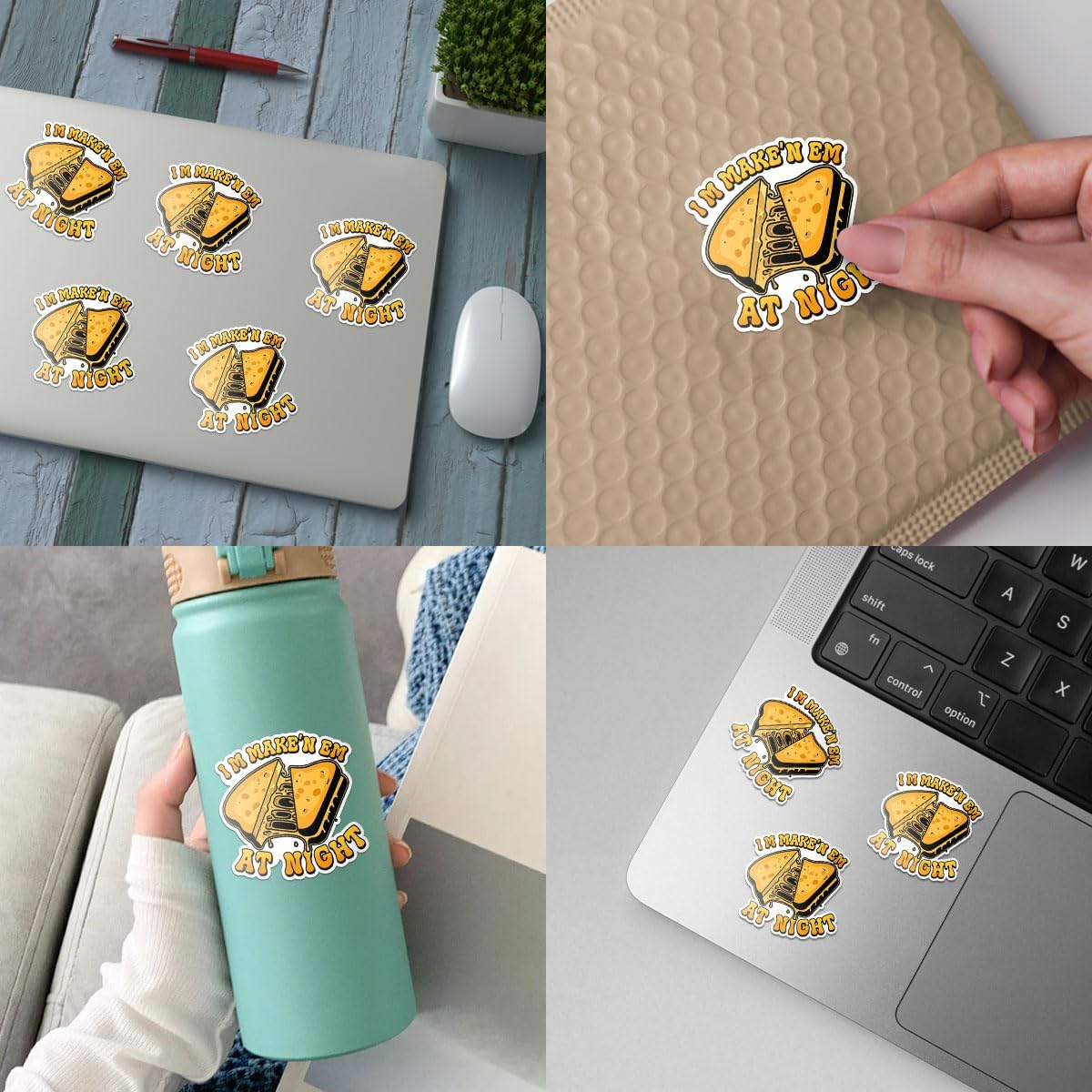 Im Making Em at Night Sticker I'm Make'n Em at Night Sticker Funny Grilled Cheese Meme Funny Saying Quote Waterproof Vinyl Decal Gift Stickers for Laptop Watter Bottle Phone Car Helmet 3"x3"