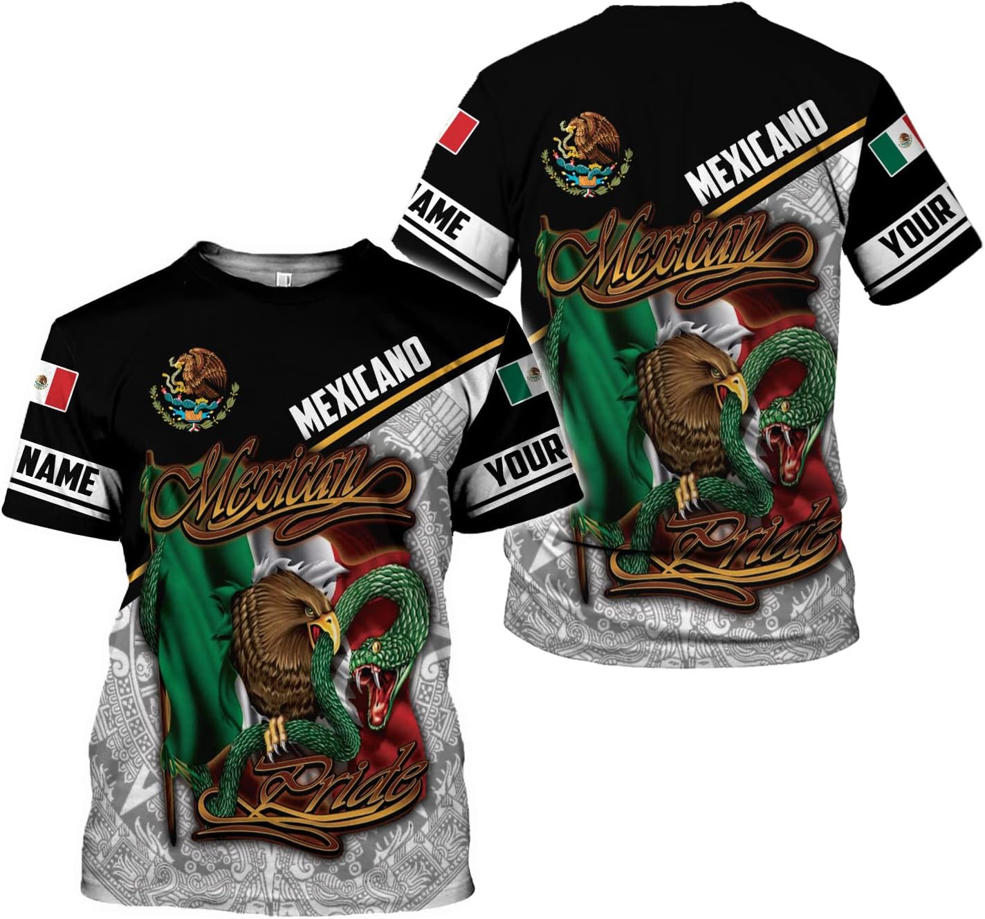 Mostefy Personalized Name Mexican Shirts for Men 3D Customized Mexico Shirts for Men, Mexico Shirts for Women Mexico Shirt (US, Alpha, Small, Regular, Regular, Multi 3)