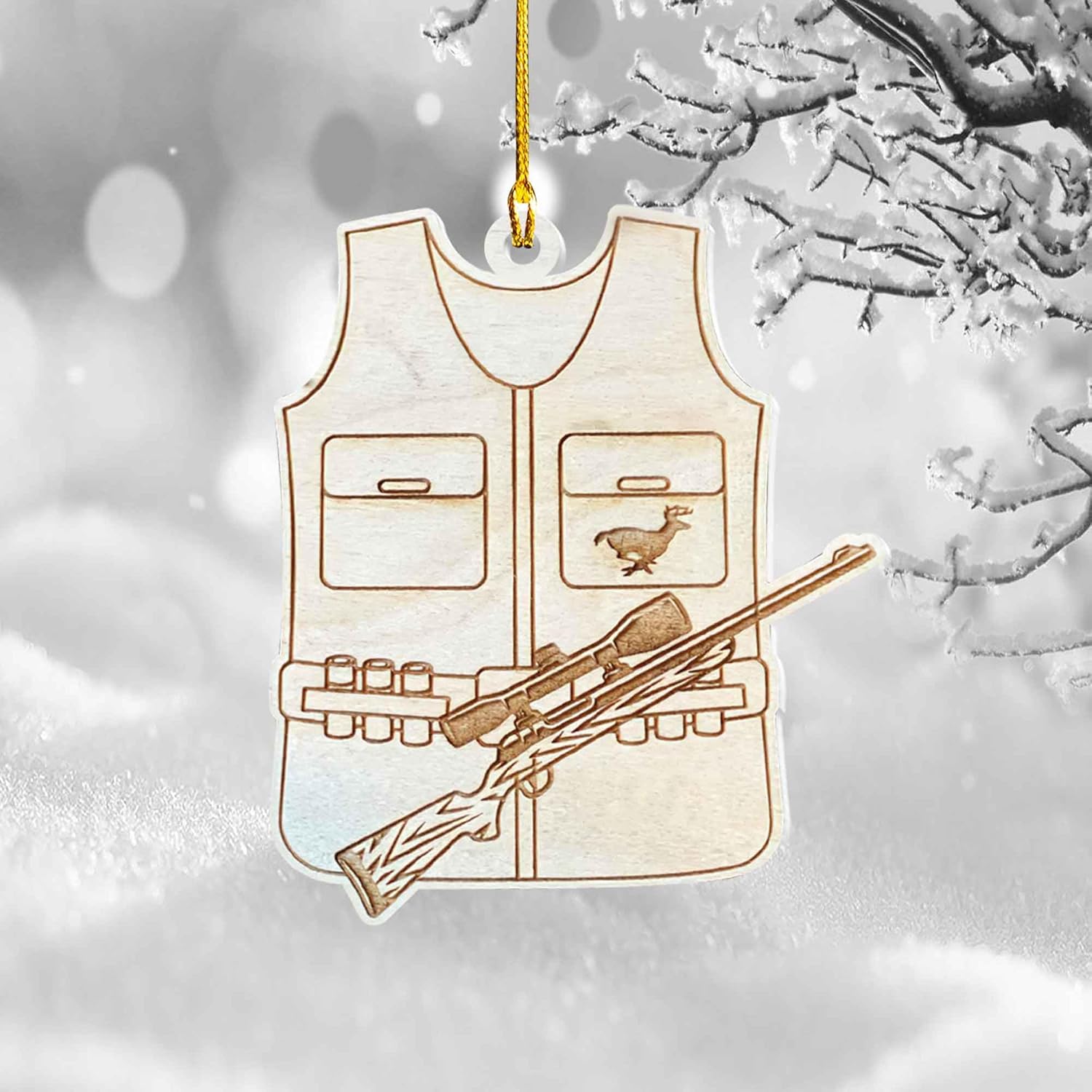 mostprints Personalized Hunting Ornament, Hunter Vest Ornament, Hunting Christmas Ornament, Hunter Christmas Ornament Hanging Tree Decor, Christmas Hunting Gifts (Hunting 13)