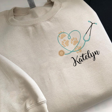 Personalized Veterinarian Embroidered Sweatshirt, Custom Vet Tech Shirt, Veterinary Technician Week Gifts, Veterinary Gifts