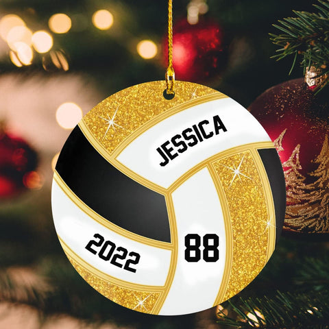 Mostprints Personalized Name Volleyball Ornament for Chrismas 2023, Custom Wood Volleyball Ornaments for Christmas Tree, Volleyball Ornaments for Men, Boy Christmas Pine Tree Hanging