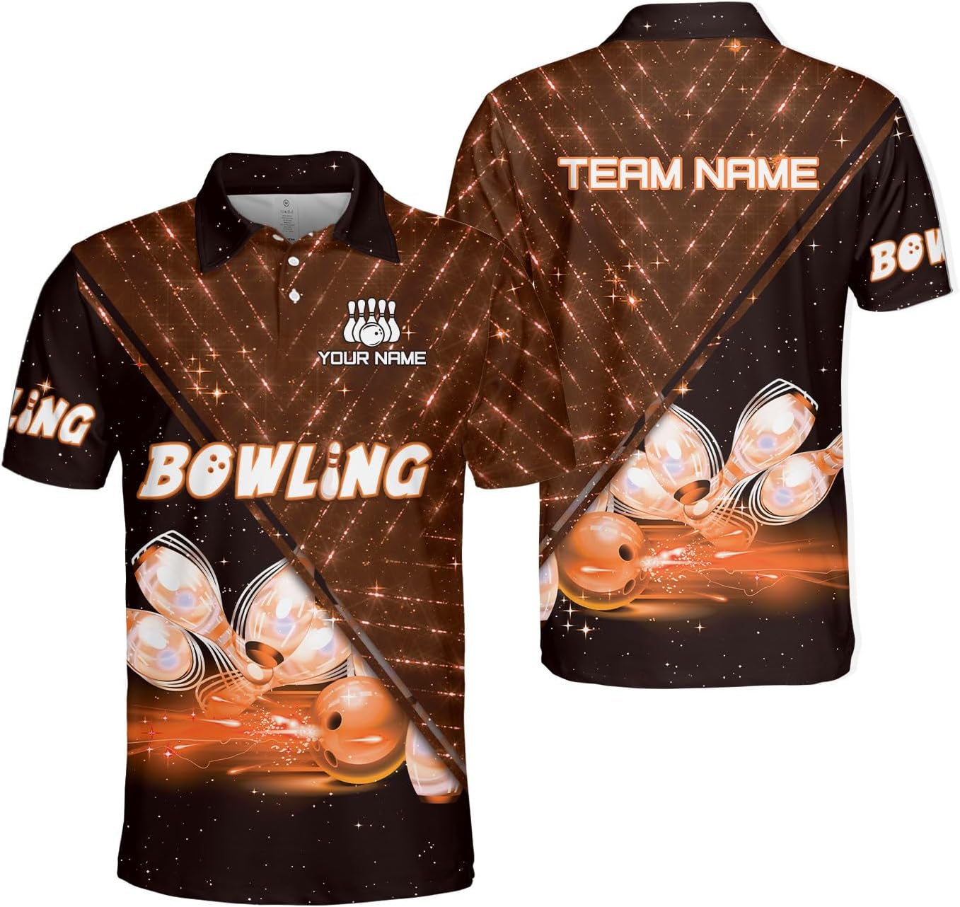 Custom 3D Bowling Polo Shirts for Men and Women Personalized Team Name Gift Unisex Customized Bowling Short Sleeve Polo Shirt