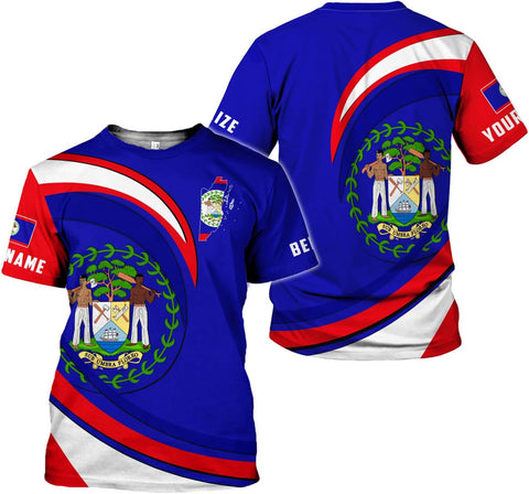 Artparel Personalized Belize Shirt Coat of Arms of Belize Flag Shirts Belizean Country Flag Gift T-Shirt Belizean Shirt S-5XL