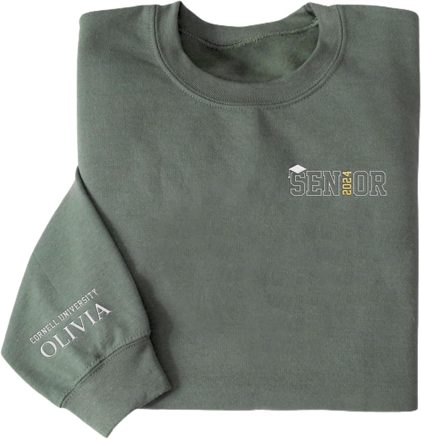 MAPrints Personalized Senior 2024 Embroidered Sweatshirt Gift, Graduation Class Of 2024 School Senior Embroidery Sweatshirt