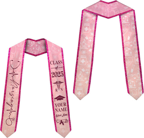 Pretyprints Custom Nurse Sash Graduation, RN Graduation Stole Gifts for Friends Nursing Student Senior Class Of 2025
