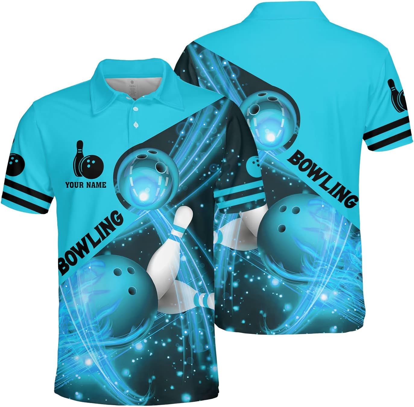 Mostprints Personalized Name Bowling Polo Shirts 3D for Men and Women, Bowling shirt, Bowling Shirts for Men Team Bowling Shirt