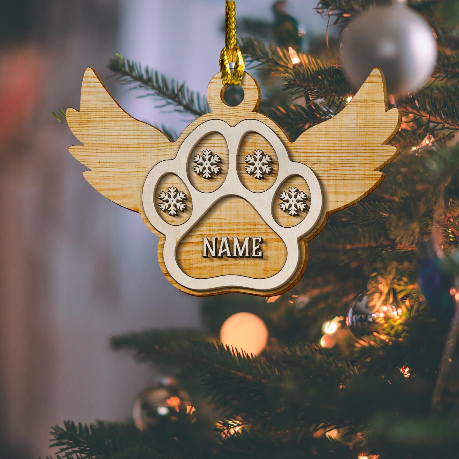 MAPrints Personalized Wooden Dog Cat Paw Ornament Christmas 2024, Custom Dog Paw Layered Wood Ornaments with Names, Pet Paw Wooden Dog Ornament, Pet Paw Christmas Ornament (PAW 7)