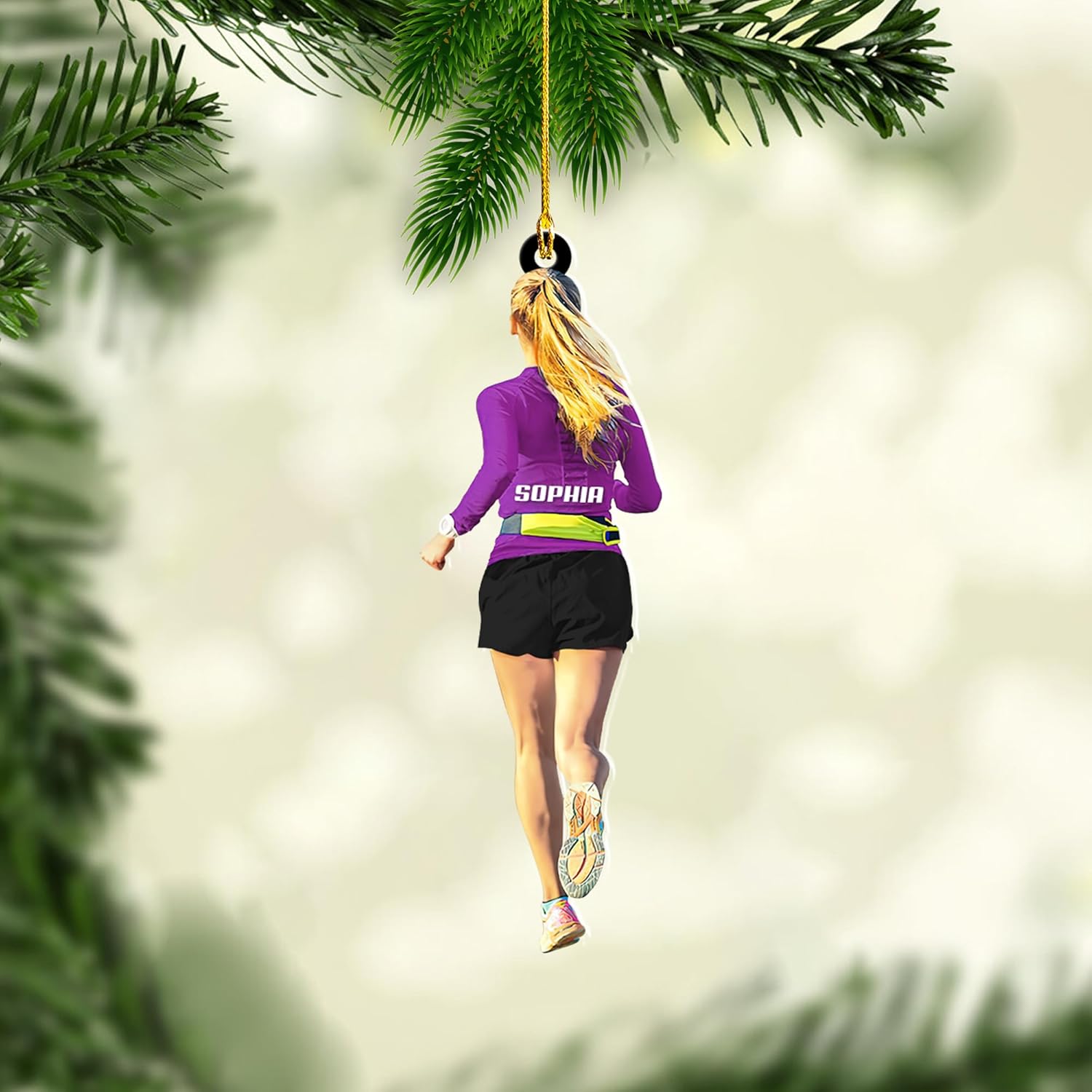 Personalized Running Ornament, Half Marathon Runner Ornament, Cross Country Christmas Ornament, Track and Field Christmas Ornaments for Runners Girl Shoes Ornament Gift for Athletes Running Man (RN2)