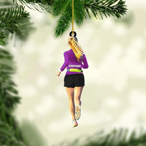 Personalized Running Ornament, Half Marathon Runner Ornament, Cross Country Christmas Ornament, Track and Field Christmas Ornaments for Runners Girl Shoes Ornament Gift for Athletes Running Man (RN2)